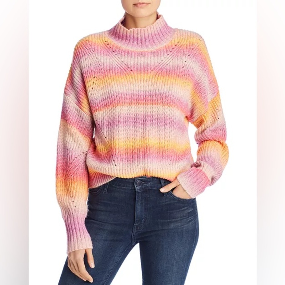 NWT Rebecca Minkoff Rainbow Stripe Sweater Colorful Soft Knit Pullover Size L - Picture 2 of 8